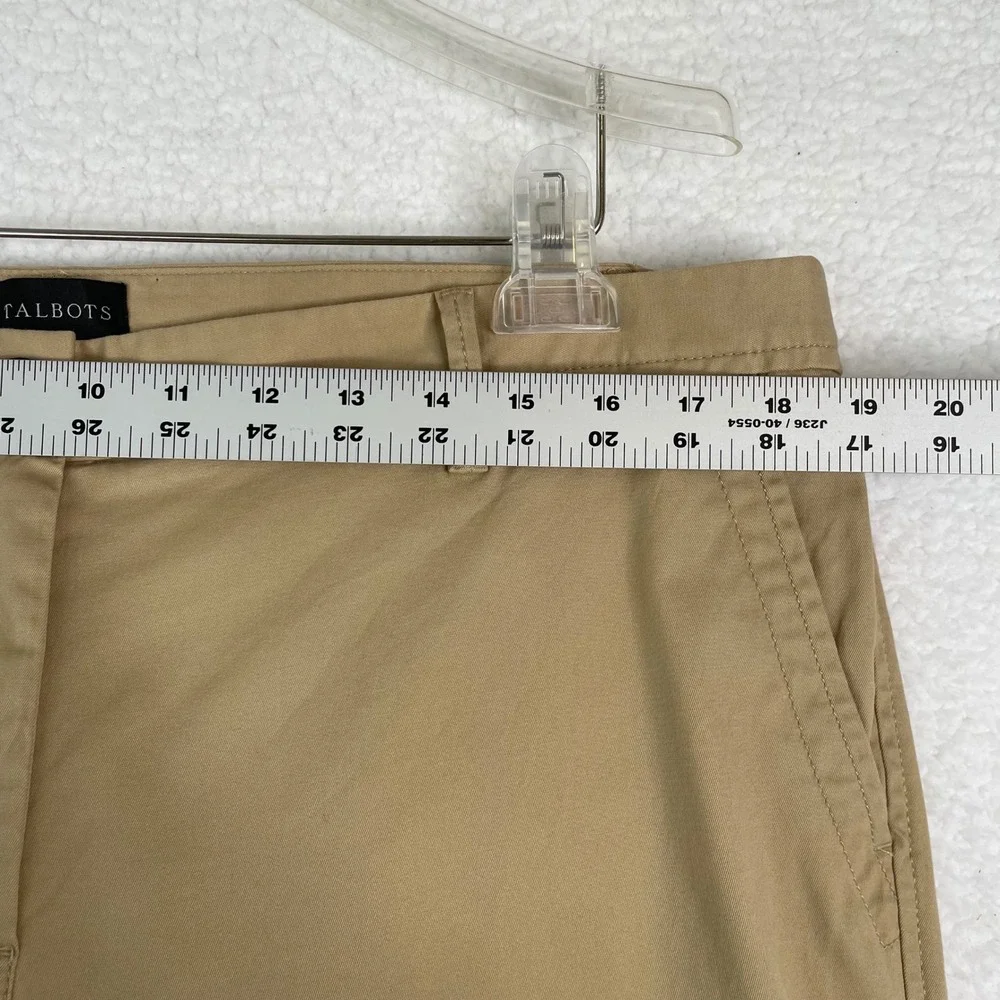 Talbots Womens 14P Relaxed Chino Pants Tan Khaki Stretch Mid Rise Straight